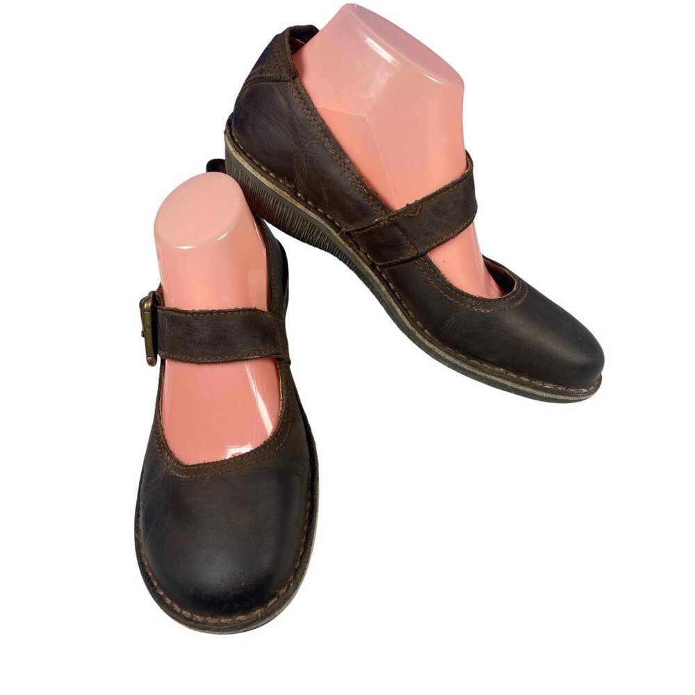 Weinbrenner‎ Brown Leather Buckle Strap Shoe Boho Cottage Prairie Size 40